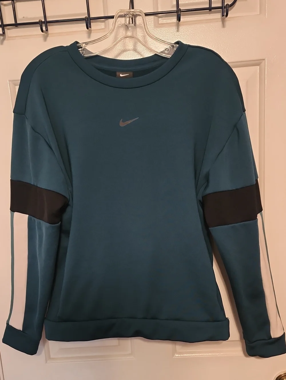 Nike Teal Crewneck Sweatshirt with Black & White Sleeve Accents